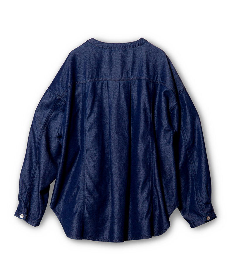  「ポケットジップデニムジャケット」|ノーカラーコート|