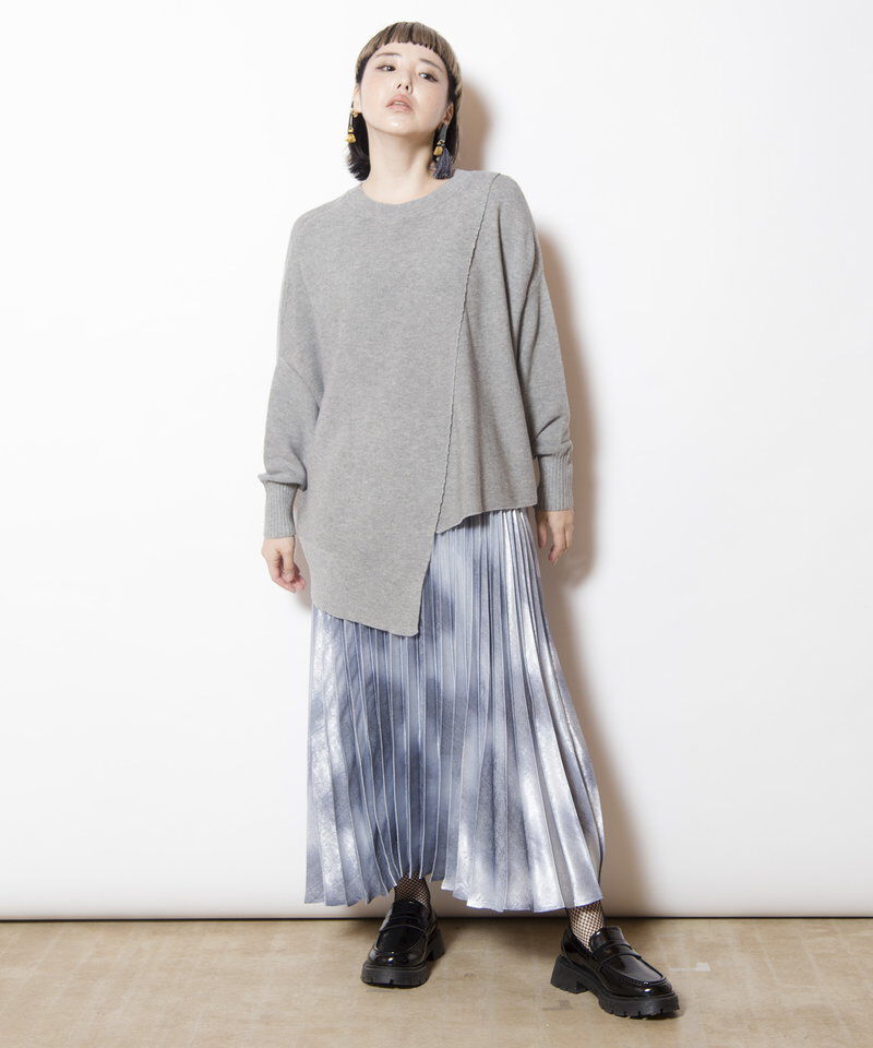  「2WAYアシンメトリーニットプルオーバー」|ニット・セーター|