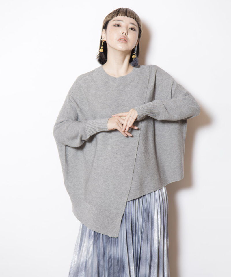  「2WAYアシンメトリーニットプルオーバー」|ニット・セーター|
