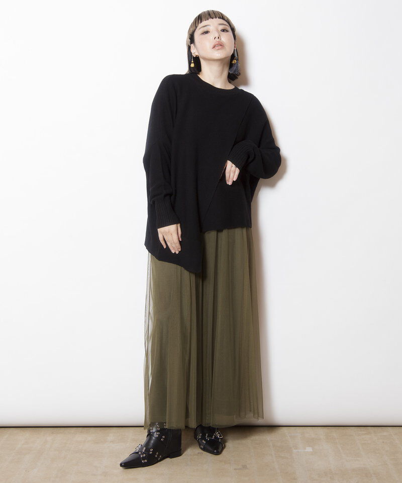  「2WAYアシンメトリーニットプルオーバー」|ニット・セーター|