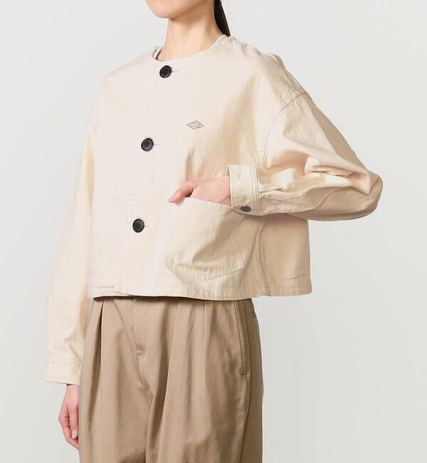 DANTON「DANTON | カツラギコットン ノーカラーショートジャケット WOMEN」|ノーカラージャケット|