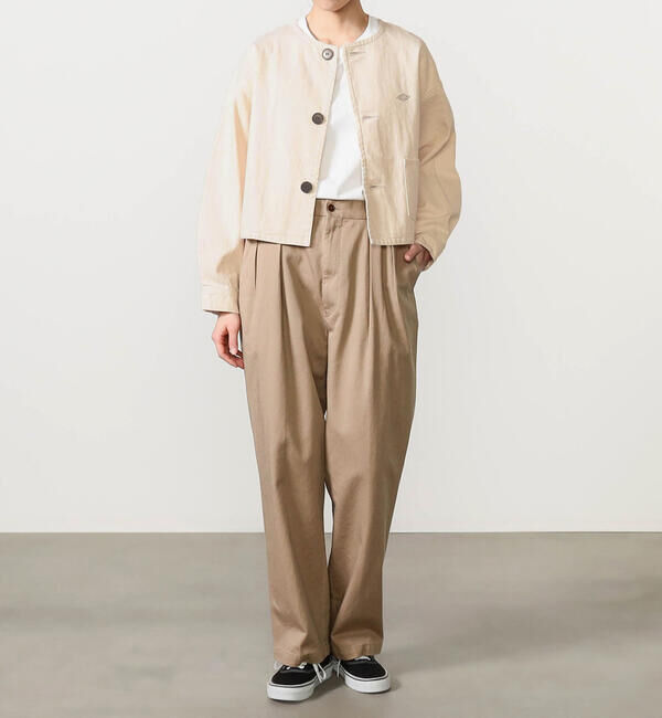 DANTON「DANTON | カツラギコットン ノーカラーショートジャケット WOMEN」|ノーカラージャケット|