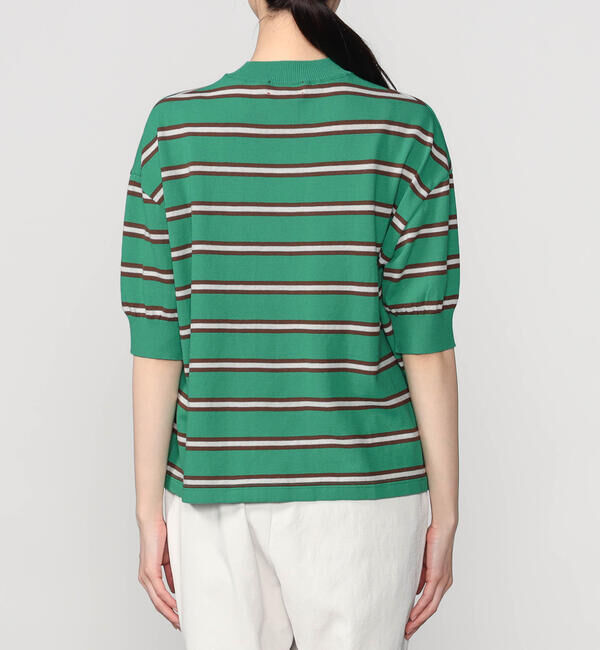  「MEYAME |〈別注〉コットンニット ボーダー半袖Tシャツ WOMEN」|ニット・セーター|