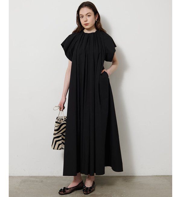 「ギャザータイプライターワンピース」|ワンピース|ブラック