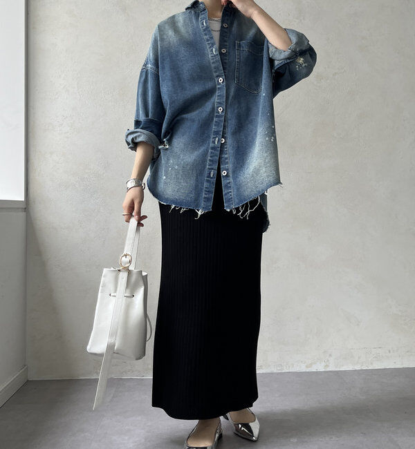  「【新色追加】ダメージデニムシャツ」|シャツ・ブラウス|