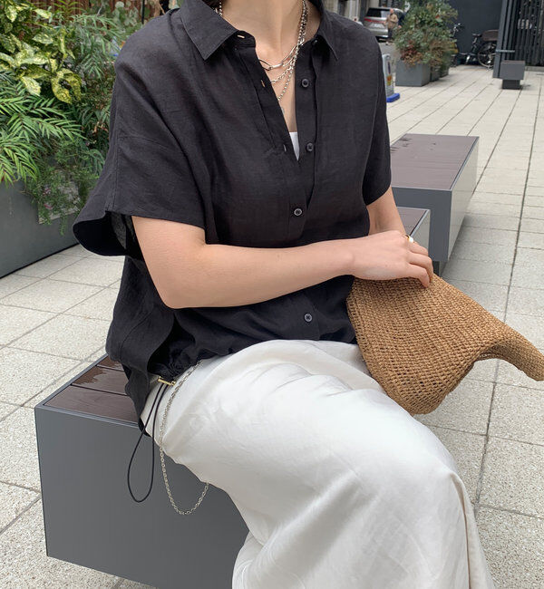  「リネンドロストフレンチシャツ」|シャツ・ブラウス|ブラック