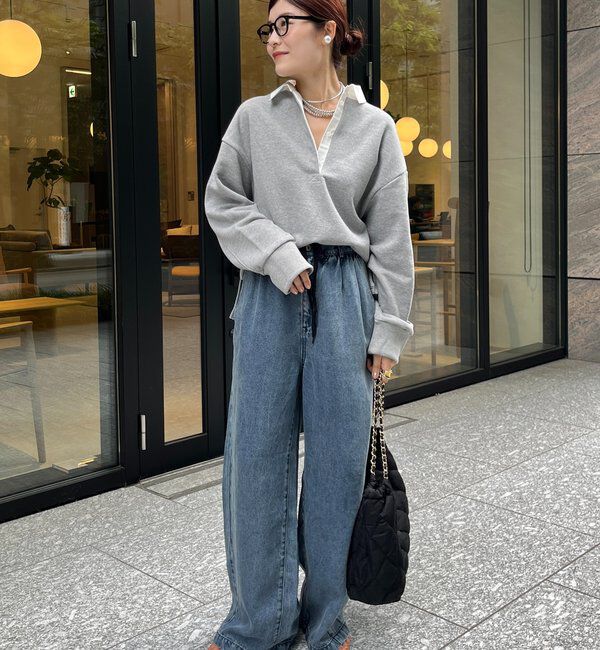  「【インフルエンサー OKOCHI企画】シャツ襟ラガースウェットトップス」|Tシャツ・カットソー|