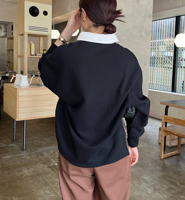  「【インフルエンサー OKOCHI企画】シャツ襟ラガースウェットトップス」|Tシャツ・カットソー|