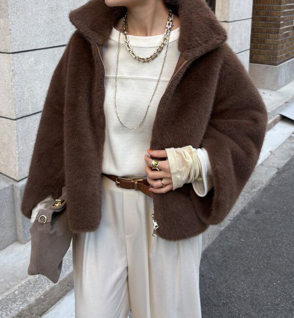  「フェイクファーリバーシブルコート」|その他|ブラウン
