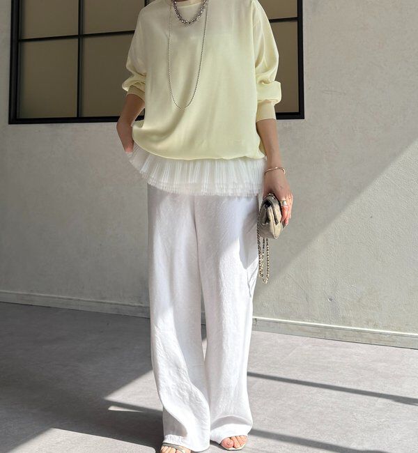  「袖ニット切替ドロストジョーゼットブラウス」|シャツ・ブラウス|