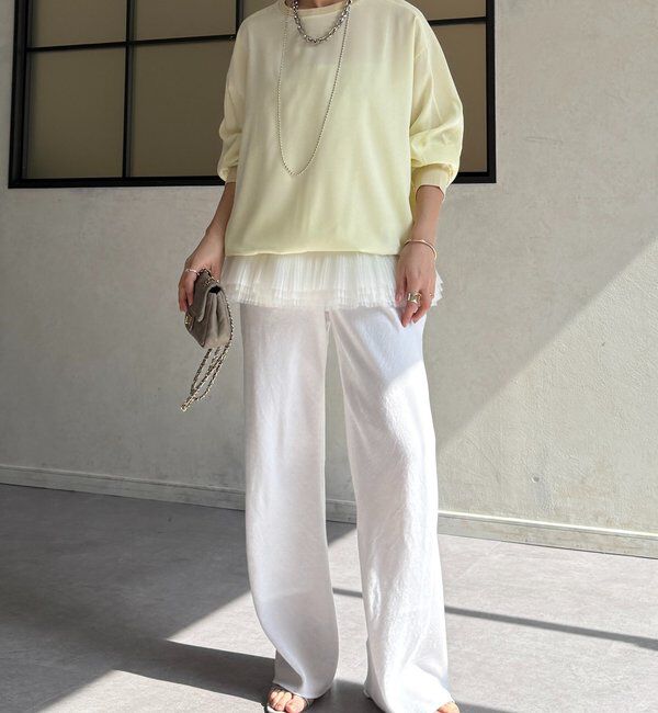  「袖ニット切替ドロストジョーゼットブラウス」|シャツ・ブラウス|