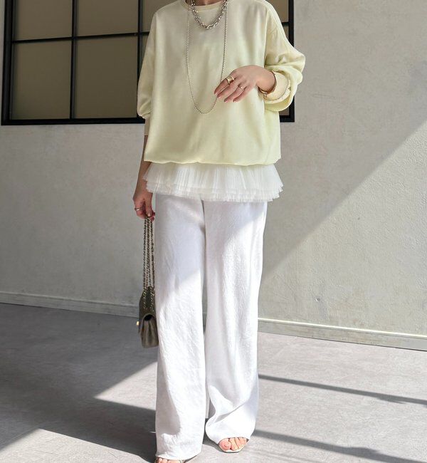  「袖ニット切替ドロストジョーゼットブラウス」|シャツ・ブラウス|