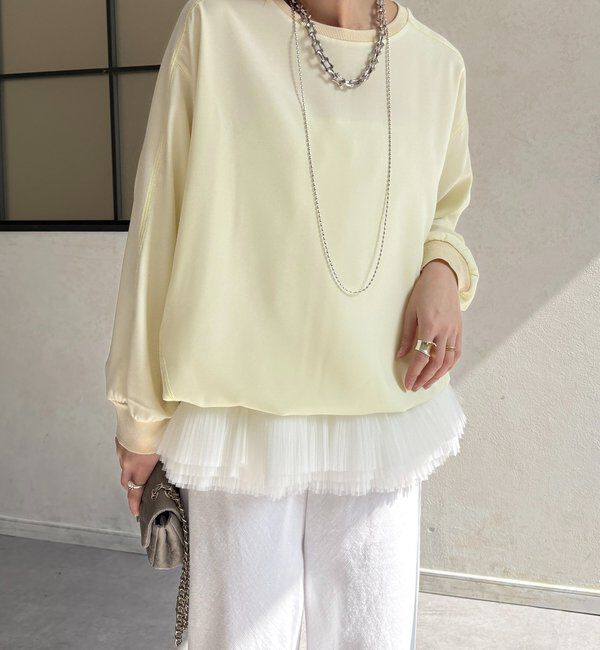  「袖ニット切替ドロストジョーゼットブラウス」|シャツ・ブラウス|