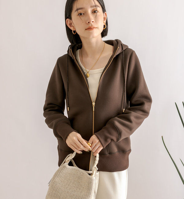  「【WEB限定/キレイめ上品】スポンジダンボールZIPパーカーカットソー」|パーカー|