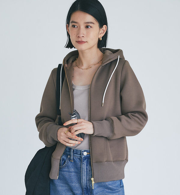  「【WEB限定/キレイめ上品】スポンジダンボールZIPパーカーカットソー」|パーカー|