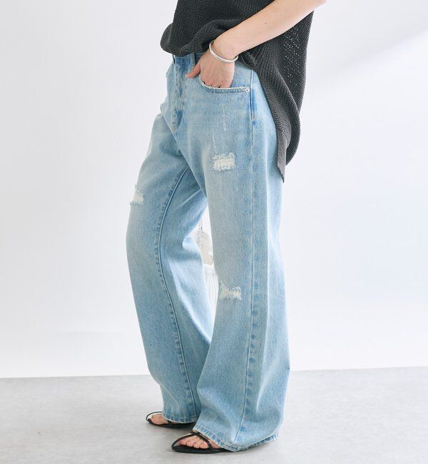  「【MONN.:.(モン)】セミフレアリペアデニム」|デニム|
