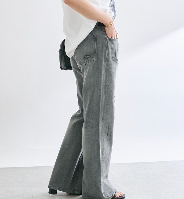  「【MONN.:.(モン)】セミフレアリペアデニム」|デニム|