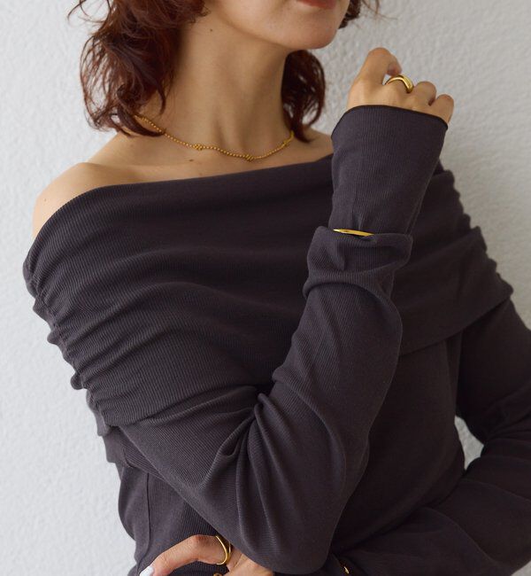  「【女性らしい抜け感】シアーテレコオフショルカットソー」|Tシャツ・カットソー|