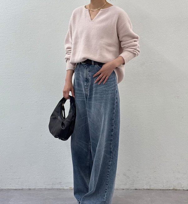  「【デコルテ美人ニット】ファーウールキーネックニット」|ニット・セーター|