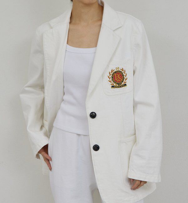  「【PEAS】【セットアップ対応】デニムブレザー」|デニムジャケット|ホワイト