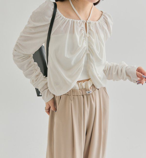  「【オールシーズン対応/WEB限定アイボリー】フリルイージーパンツ」|チノ|