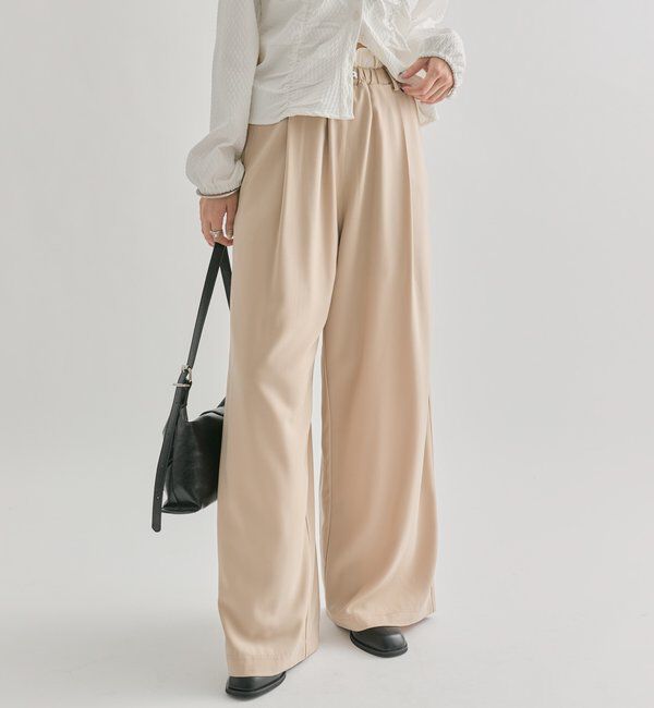  「【オールシーズン対応/WEB限定アイボリー】フリルイージーパンツ」|チノ|