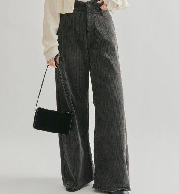  「コーデュロイ ウェーブパンツ」|チノ|チャコールグレー