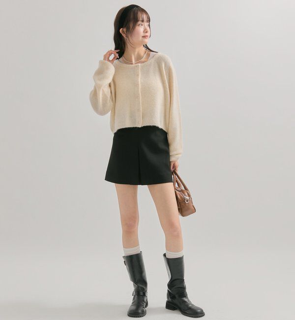  「スクエアネックニットカーディガン」|カーディガン|