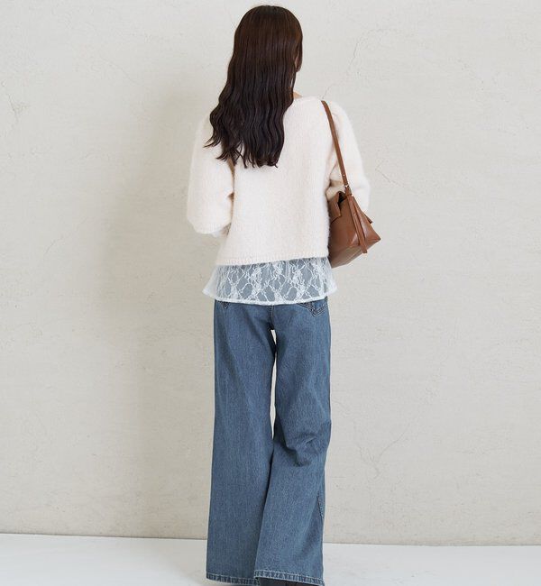  「ふわふわ半袖ニット カーディガン」|カーディガン|