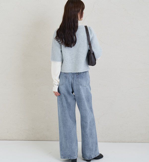  「ふわふわ半袖ニット カーディガン」|カーディガン|