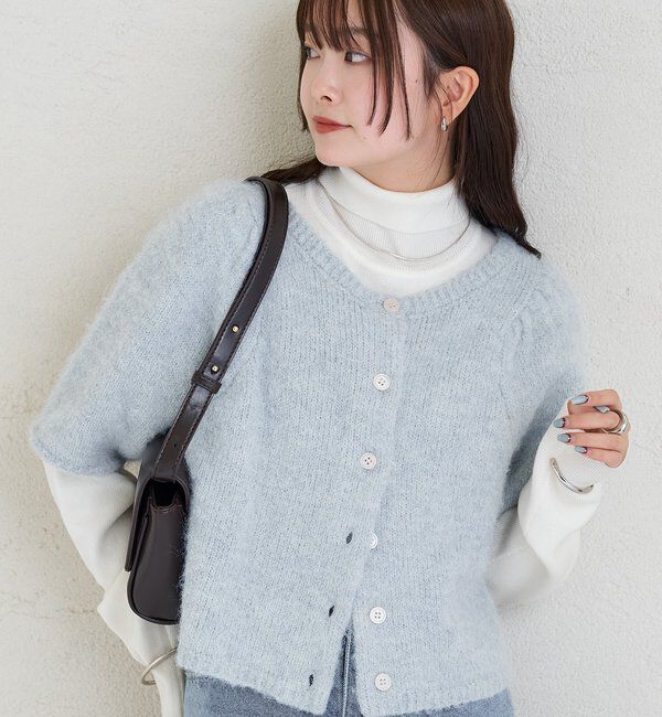  「ふわふわ半袖ニット カーディガン」|カーディガン|