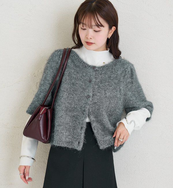  「ふわふわ半袖ニット カーディガン」|カーディガン|