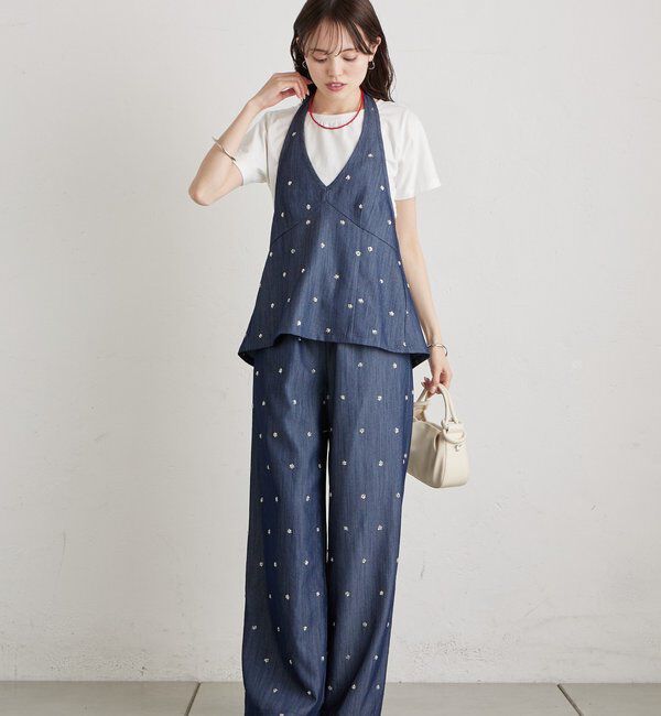  「ビジューフラワーホルタービスチェ」|シャツ・ブラウス|