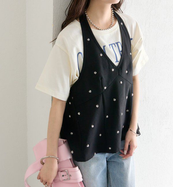  「ビジューフラワーホルタービスチェ」|シャツ・ブラウス|