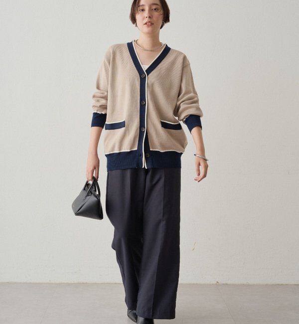  「配色ラインニットカーデ」|ニット・セーター|