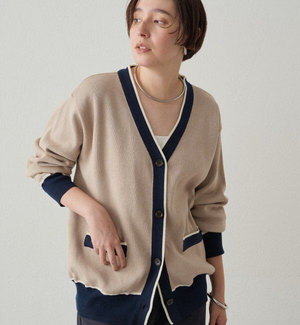  「配色ラインニットカーデ」|ニット・セーター|