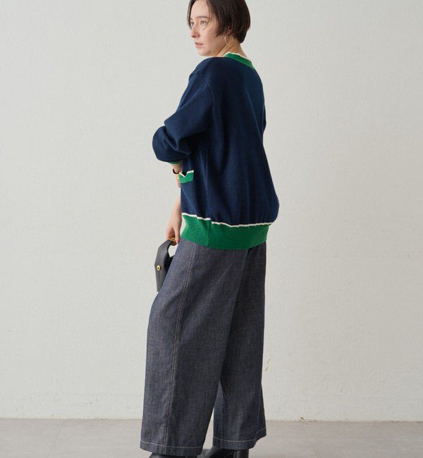 「配色ラインニットカーデ」|ニット・セーター|