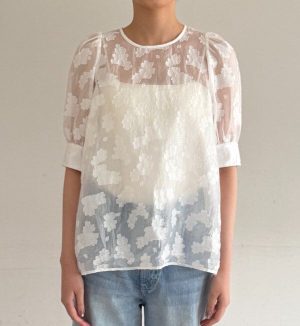  「シアージャガードパフブラウス」|シャツ・ブラウス|