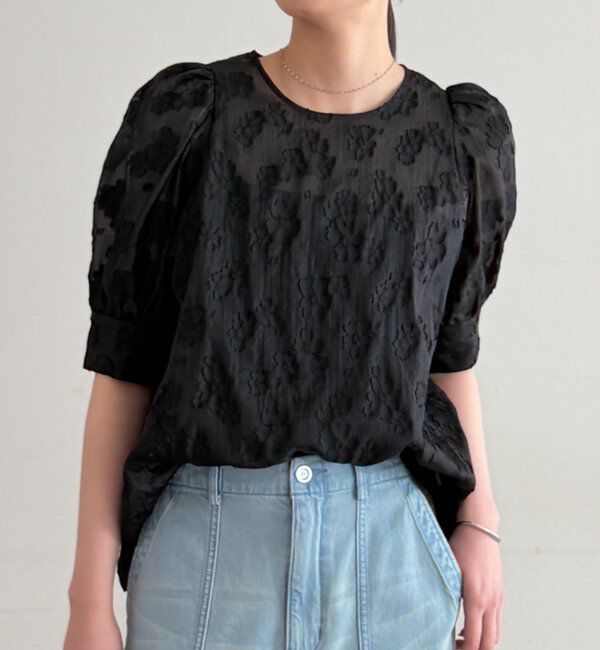  「シアージャガードパフブラウス」|シャツ・ブラウス|ブラック