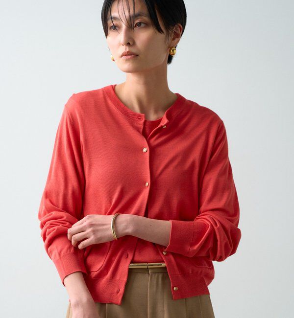  「シルクニットカーデ」|ニット・セーター|オレンジ