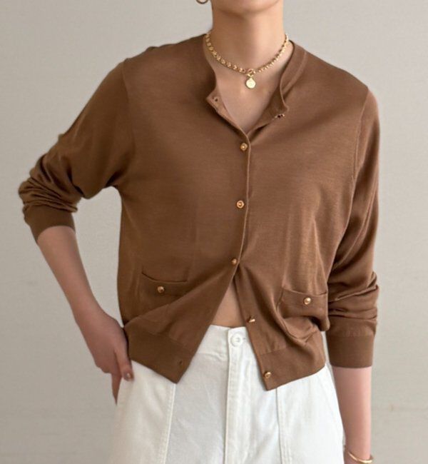  「シルクニットカーデ」|ニット・セーター|キャメル