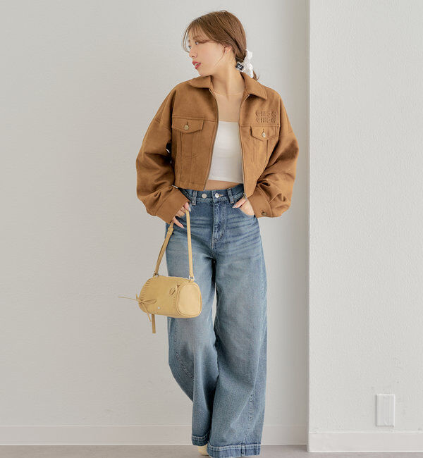  「【WEB限定/REVIVAL】胸ロゴショート丈スエードジップブルゾン」|ブルゾン・スタジャン|