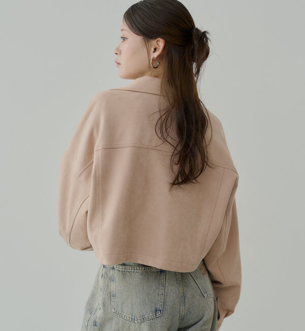  「【WEB限定/REVIVAL】胸ロゴショート丈スエードジップブルゾン」|ブルゾン・スタジャン|