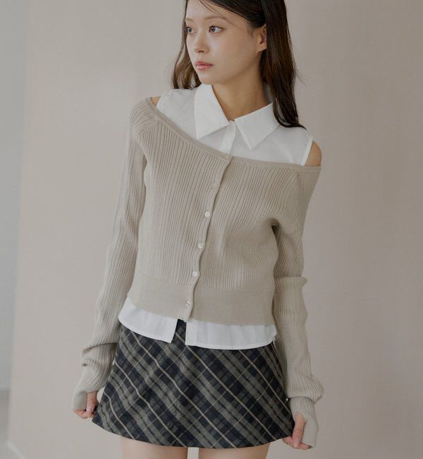  「2wayレイヤードチェックボックスタイトミニスカート」|スカート|