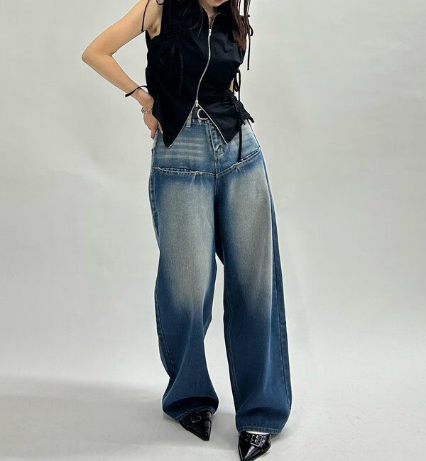  「《UNISEX / サイズ展開あり》スラッシュポケットブラストワイドデニム」|デニム|