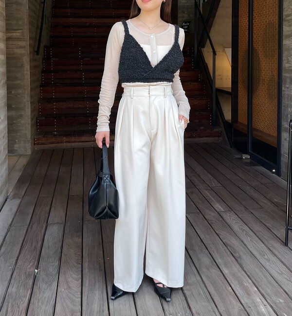  「【WEB限定/セットアイテム】クロスビスチェ&times;シアーカーディガン」|Tシャツ・カットソー|