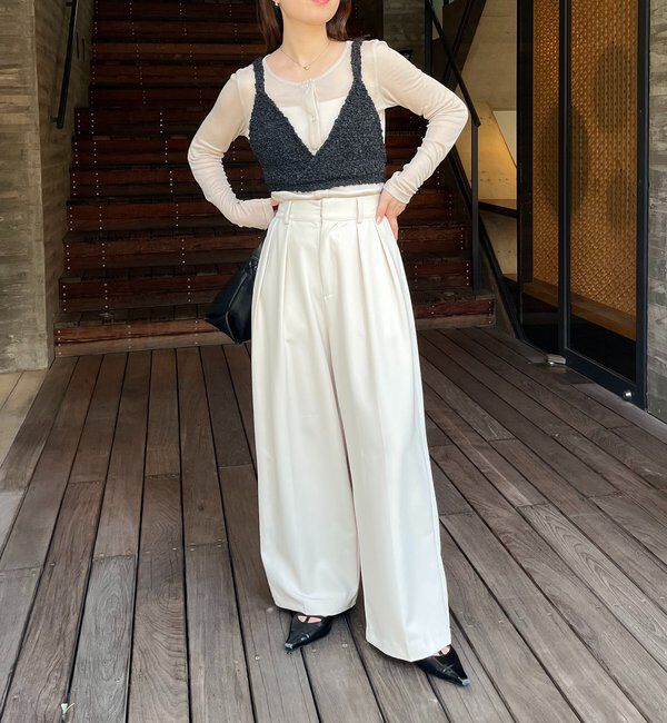  「【WEB限定/セットアイテム】クロスビスチェ&times;シアーカーディガン」|Tシャツ・カットソー|