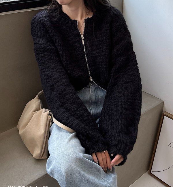  「【LE'MAGE&times;gemeilコラボ】スラブジップカーディガン」|カーディガン|