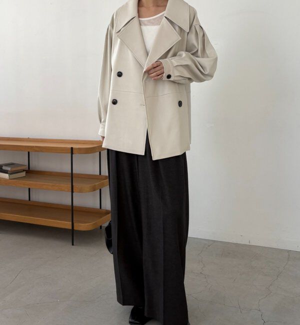  「【サイズ展開あり】レザーミドルコート」|その他|