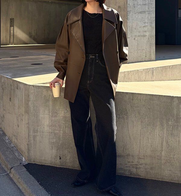  「【サイズ展開あり】レザーミドルコート」|その他|